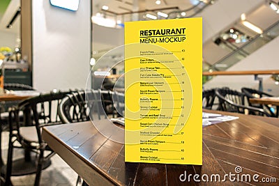 Mock up restaurant menu with acrylic frame Stock Photo