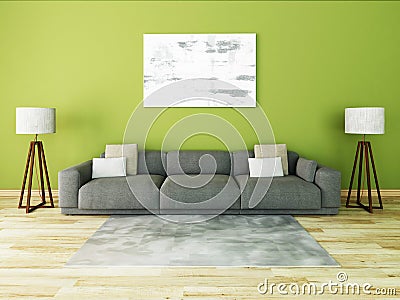 Mock up a spacious living room with a large comfortable sofa Stock Photo