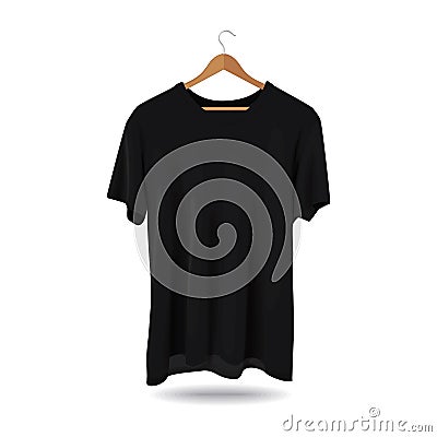 Mock-up T-shirt Sport Template Advertising Store Fashion Casual Apparel Black Vector Illustration