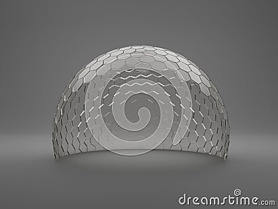 Mock-up transparent glass dome protection Concept or barrier 3d rendering Stock Photo