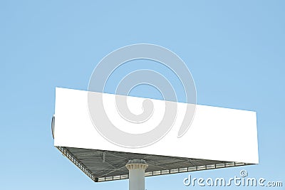 Mock up. Triangle billboard banner or advertising poster board with blue sky background Stock Photo