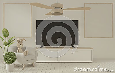 Mock up - Mock up Tv shelf cabinet in modern empty room. 3d rendering Stock Photo