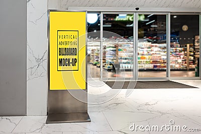 Mock up vertical advertising billboard at super store Stock Photo