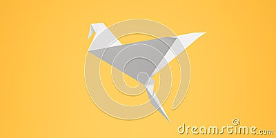 Mock up of white origami paper bird flying, freedom and peaceful concept. Stock Photo