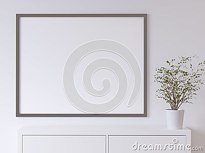 Mock up white poster wall Stock Photo