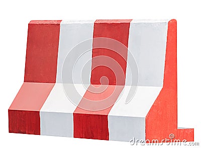 Mock up white and red pattern concrete barrier isolated on white background with clipping path Stock Photo