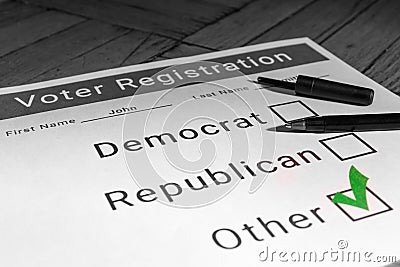 Voter Registration Form - Other / Third Party Stock Photo