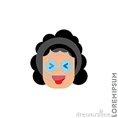 Mocking Funny Humor Eyes Closed Emoticon girl, woman Icon Vector Illustration. Style. color on white Vector Illustration