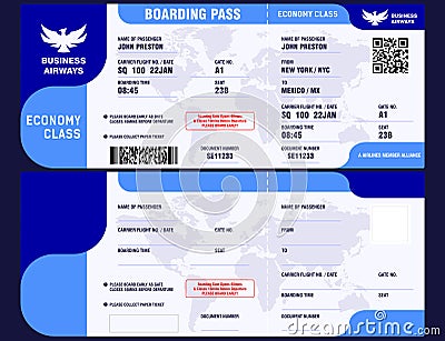 Blank Boarding pass & Airlines Logos Vector Illustration