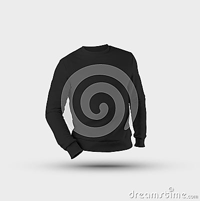 Mockup black pullover 3D rendering, male blank sweatshirt isolated on a white background Stock Photo