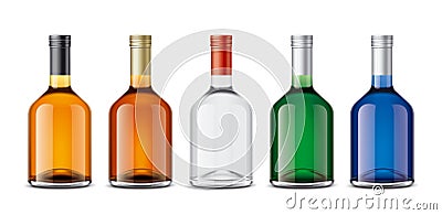 Mockup bottles of alcoholic beverages Vector Illustration