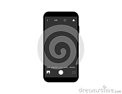 Mockup of camera interface on smartphone. Template of video and photo screen with settings on mobile device. Layout with Vector Illustration