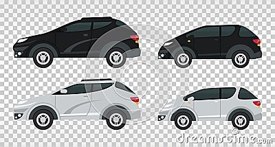 Mockup cars colors black and white isolated icons Vector Illustration