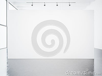 Mockup of empty white gallery interior. 3d render Stock Photo