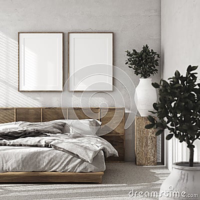 Mockup frame in luxury bedroom interior, loft style Stock Photo
