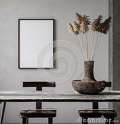 Mockup frame in Nomadic style interior background Stock Photo