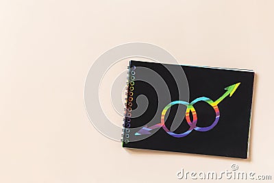 Mockup with Gender symbols painted in rainbow paint LGBT. LGBTQ concept, for lesbian, gay, bisexual, transgender, and queer people Stock Photo