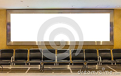 Mockup image of Blank billboard white screen posters and led in the airport terminal for advertising Stock Photo