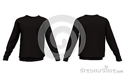 Mockup men black sweatshirt with long sleeves isolated on white background. 3d rendering Stock Photo