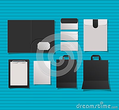 Mockup notebook file envelopes and bags vector design Vector Illustration