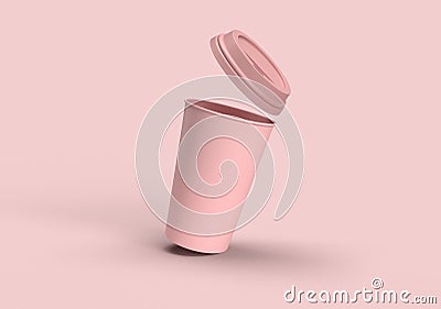 mockup of pink cup drink paper cup Stock Photo