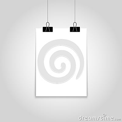 Mockup poster. one hanging poster mockup. Vector Vector Illustration