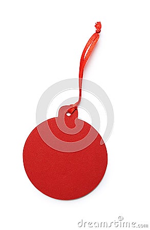 Mockup Red gift tag or label isolated clipping mask on white background with path, top view Stock Photo