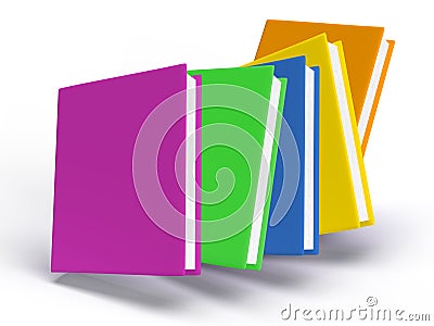Mockup of several colored books, irregularly arranged Stock Photo