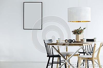 Mockup in simple dining room Stock Photo