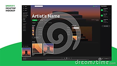 Spotify Artist Profile Mockup Vector Illustration