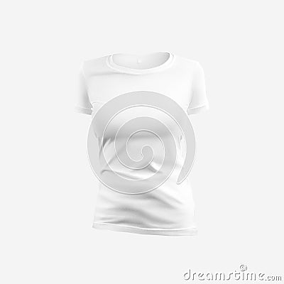 Mockup of stylish womens t-shirt, 3D rendering, female clothes, no body, isolated on background in studio Stock Photo