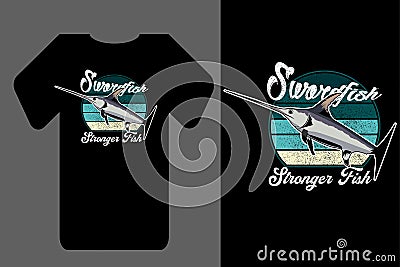 Mockup t shirt vector swordfish retro vintage Vector Illustration