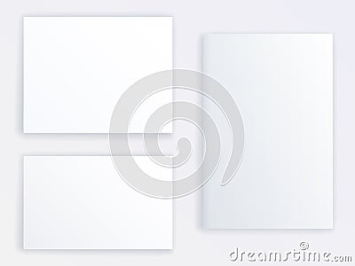 Mockup vector of three blank posters or brochures of different sizes. Realistic mock up. Stock Photo