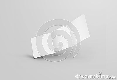 Mockup of a white blank open trifold, square standard booklet, with realistic shadows, isolated on background Stock Photo