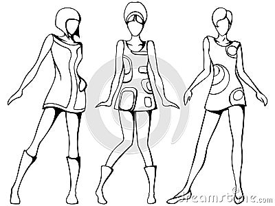 Mod girls sketch Stock Photo