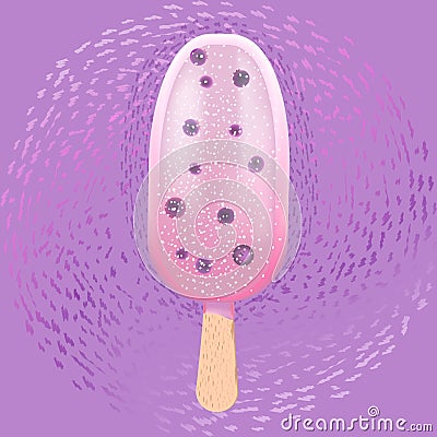 The berry popsicle with berries Vector Illustration