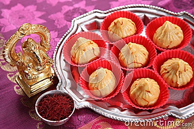 Palkova Modak, Condensed Milk Modak Stock Photo