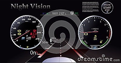 The mode of a Night vision against the background of automobile headlights Stock Photo