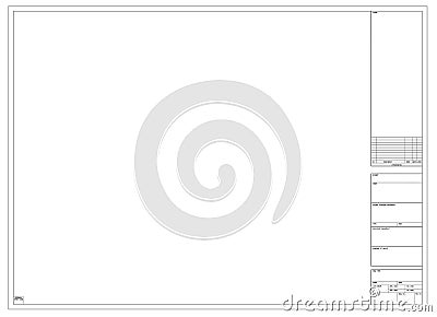 Technical drawing title block drawing. Drawn using CAD and in 2D. Stock Photo