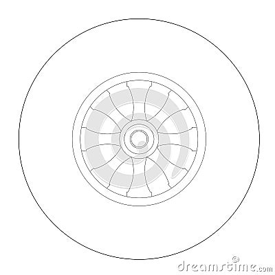 Graphical drawing of vehicle wheels from the side view. Stock Photo