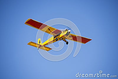 Model airplane stunt plane spinning Stock Photo