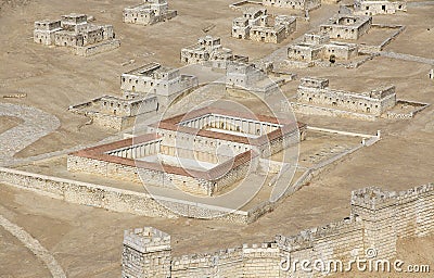 Model of Ancient Jerusalem Focusing on the Pool of Bethesda Stock Photo