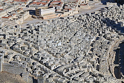 Model of Ancient Jerusalem Focusing on Upper City Homes Stock Photo