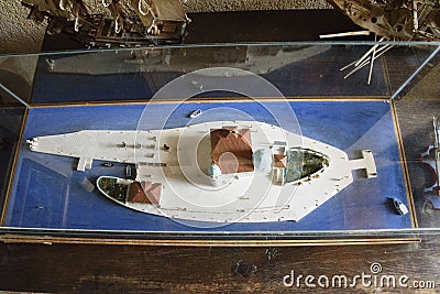 Model of the artificial island of Our Lady of the Rock, in the Bay of Kotor in the Adriatic, Montenegro Editorial Stock Photo