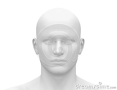 Blank White Male Head - Front view Stock Photo