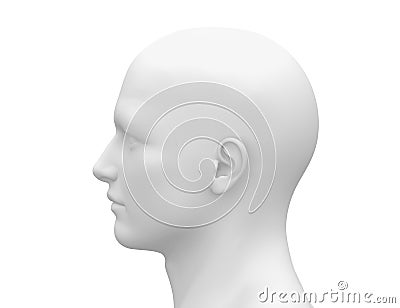 Blank White Male Head - Side view Stock Photo