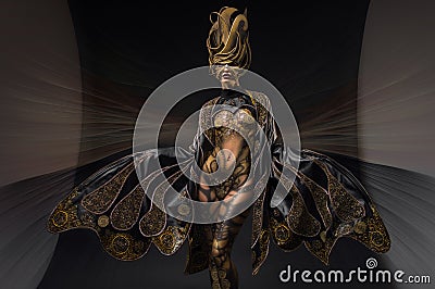 Model with body art in fantasy costume Stock Photo