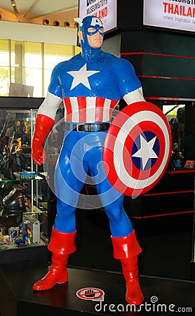 A model of the character Captain America from the movies and com Editorial Stock Photo