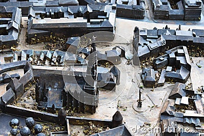 Model of the city of Zagreb with cathedral. Editorial Stock Photo