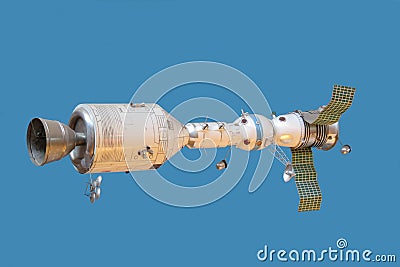 Model connected spaceships Apollo and Soyuz Stock Photo